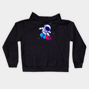 Astronaut Playing Skateboard In Space Cartoon Kids Hoodie